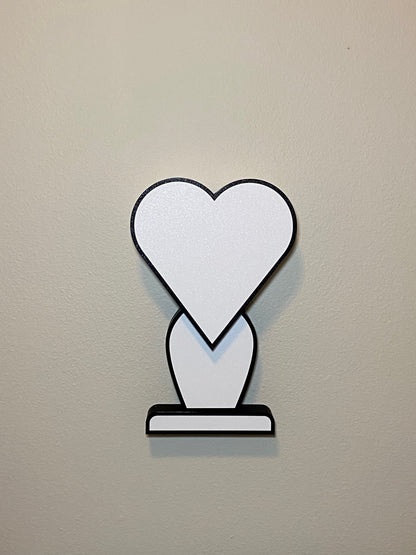 Iconic 2D Heart Lamp, White/White