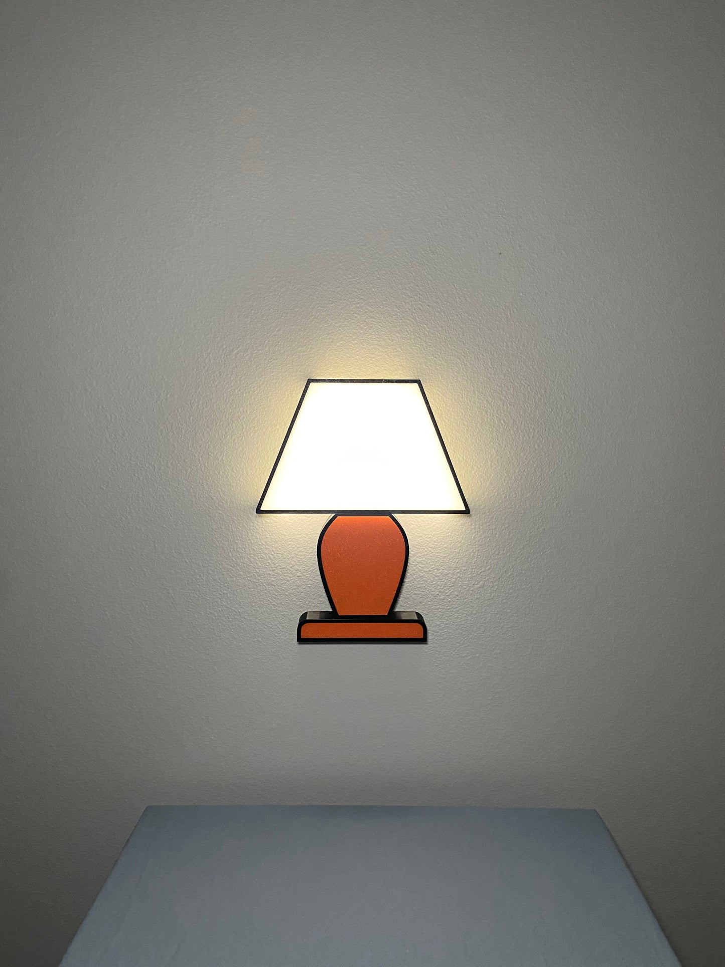 Iconic 2D Wall Lamp, White/Orange, On