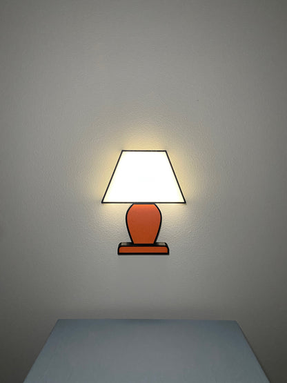 Iconic 2D Wall Lamp, White/Orange, On